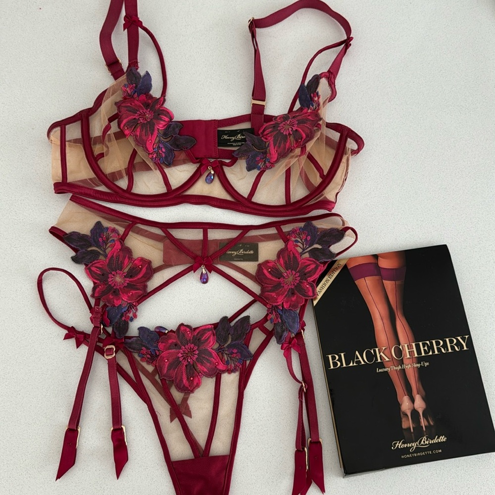 Honey Birdette Red and Purple Lingerie Set